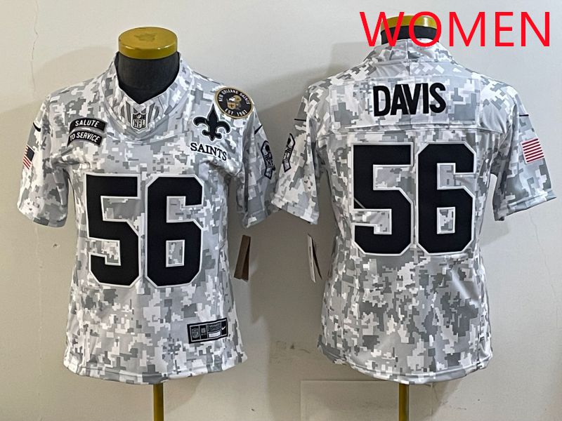 Women New Orleans Saints 56 Davis Camo Nike Olive Salute To Service Limited NFL Jersey style 3
